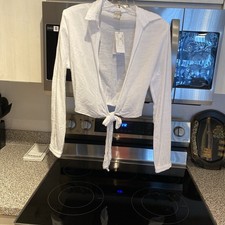 NWT Blanco By Nature White Tie Front Crop Blouse Size S made in Peru picture