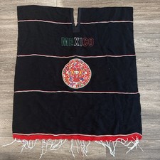 MEXICAN Unisex Adult One Size Mexican Zarape Serape Poncho Mexicano Escudo picture