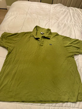 Lacoste Men's Green Solid Knit Short Sleeve Cotton Polo Button Crocodile XL picture
