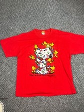 Vintage Peanuts Snoopy T Shirt Adult XL Red Friends Brighten The Holiday Season picture