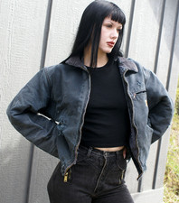 Vtg Carhartt J001 BLK Detroit Blanket Lined Jacket Distress Thrashed USA Size L picture