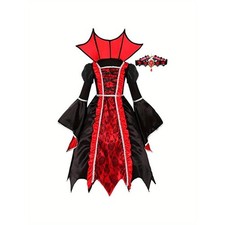 Royal Vampire Costume Girls - Deluxe Gothic Victorian Vampiress Halloween Party picture