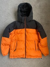 Zara men's orange and black hooded puffer jacket, size Medium picture