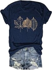 Fall T-Shirt for Women Family Halloween Thanksgiving Tops Cute Autumn Thankful P picture