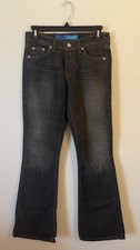 DELIA*S LIVE-IN DENIM JEANS, DARK WASH FLARE BOTTOMS, W/TAGS, VINTAGE 1999, Y2K picture