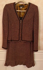 St. John Couture Multicolor Boucle Zip Front Jacket Straight Skirt Suit SZ 8 picture