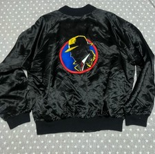 Vintage Dick Tracy Satin Bomber Jacket Men’s XL Black Disney Promotion Snap Up🔥 picture