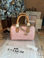Coach Mini Rowan Bag In Signature With Charms in Powder Pink CEK79 NWT picture