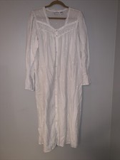 Vintage The Added Touch Mid length white cotton night gown with lace Sz L picture