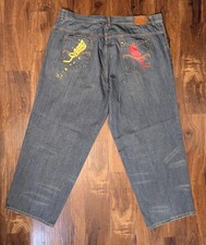 VTG Rocawear Jeans Mens 50 Baggy Wide Leg Hip Hop Skater Steezy Splatter Y2K 90s picture