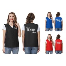 Custom Work Vest PRINTED Unisex Button Volunteer Vest Personalized Workwear picture