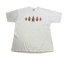 Vintage 90s Fossil Rocket Spaceship Graphic T Shirt Men’s Medium USA Made White picture