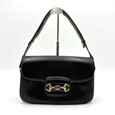 Auth Gucci Horsebit 2Way Leather Shoulder Bag Handbag Black 2Y8133 picture
