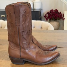 Lucchese 1883 Cole Ranch Hand Tan Leather Cowboy Boots M1004 Mens Sz 11.5 D  picture