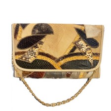 Bags by Varon Vintage Exotic Patchwork Snakeskin Clutch Shoulder Bag Multi Color picture