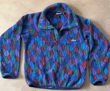 Vtg 90 Patagonia Crazy Leaves Synchilla Snap Fleece Pullover Small RARE Gorpcore picture