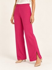 St John Evening Marie  Gray Pants Womens 2 Santana Knit Pink Knit Wide Leg picture