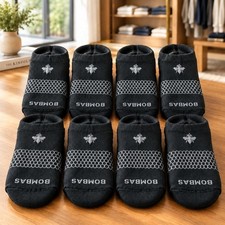 BOMBAS Men's Black Lot of 8 Pairs Low Ankle Socks Size L Awesome Deal Authentic  picture