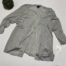 Liz Claiborne Career NeT Lightweight Thin Gray Cardigan Sweater Plus Size 3X picture