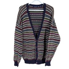 Vintage Northern Isles Cardigan Sweater Mens XL Multicolor Striped Textured picture