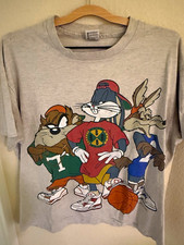 Vintage Looney Tunes Bugs Bunny Taz Wile E. Coyote Double-Sided Tee Gray XL picture