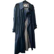 1990s Vintage Aquascutum London Mens Navy Trench 40S Made England Belted picture