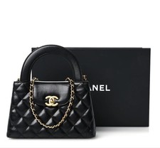CHANEL Shiny Aged Calfskin Quilted Nano Kelly Shopper Black picture