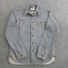 Gustin Shirt Men Large Gray Solid Denim Long Sleeve 172 Titanium Slub Workshirt picture
