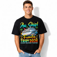 2026 Family Cruise Vacation Graphic T-Shirt Cruise Ship Palm Tree Tee picture