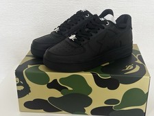 Authentic A Bathing Ape Bape Bape Sta US 9.5 New Black Bapesta Sneakers picture