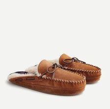 J Crew Men's Suede faux-shearling scuff slippers Item AT385 Size 8 picture