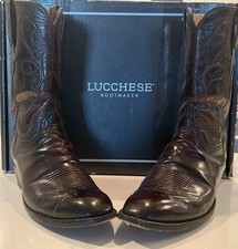 LUCCHESE FRENCH TOE 15 D BLACK CHERRY CLASSIC MENS COWBOY BOOTS  picture