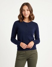 NWT Charter Club Luxury 100% Cashmere Navy Blue Crewneck Cardigan Sweater Small picture