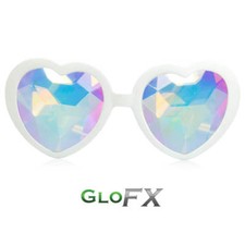 White GloFX Heart Shaped Kaleidoscope Glasses - Kaleidoscopic Raver Prizm Laser picture
