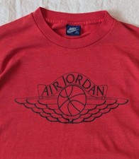 Vintage 1985 Nike Air Jordan Wings Red Tee Shirt Single Stitch Boys XL $129 firm picture