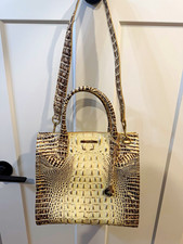 Authentic Brahmin Duxbury Satchel Cream Brown Melbourne Croc Leather Bag picture