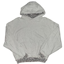 Adult Unisex Scuffers Leo Grey Melange Cheetah Print Distressed Hoodie 2XL picture