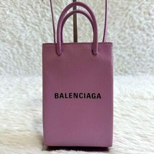 EGA BALENCIAGA Leather Shopping Phone Holder 2way Shoulder Bag Pink picture