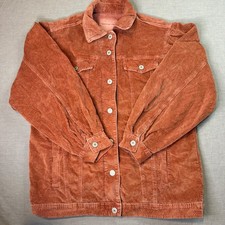 American Eagle Corduroy Trucker Jacket Womens Small Orange Excellent Oversized picture