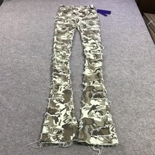 New Guapi Blood Diamond Jeans Mens 28x35 Brown Camo Flared Distressed Denim picture