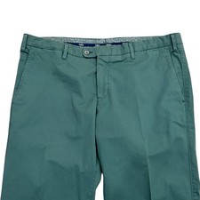 Fedeli Men's Size 54 Green Straight Leg Cotton Polyester Chino Trouser Pants euc picture