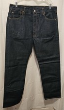 Levis 501 Mens Shrink To Fit Button Fly Jeans In Rigid-Dark Wash 38x34 NWOT picture
