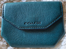 Rare Coach Vintage Geometric Leather Coin Pouch Wallet With Flap In Aegean - New picture