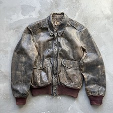 Vintage 80s Banana Republic Safari Leather Bomber Jacket Brown USA Men's Sz 44 picture