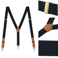 Men's Y Back Suspenders Adjustable Elastic Y-Shaped Hooks Pants Brace Solid NEW picture