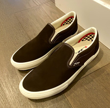 VANS PopCush Cushioned Canvas Slip-On Shoes Brown/White Rubber Sole Men picture