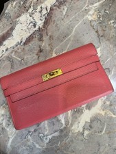 100% Authentic HERMÈS Kelly Classic Long Wallet Pink Leather Gold HW picture