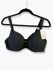 Cacique Lane Bryant Lightly Lined T Shirt Bra Cotton UW Womens 42 D Black New picture
