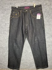 Rocawear Special Forces R0906J33 Raw Blue Denim Jeans Mens 36 Embroidered picture