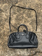 Coach Bennett Black Cross-Grain Leather Satchel / Messenger Bag With Strap picture